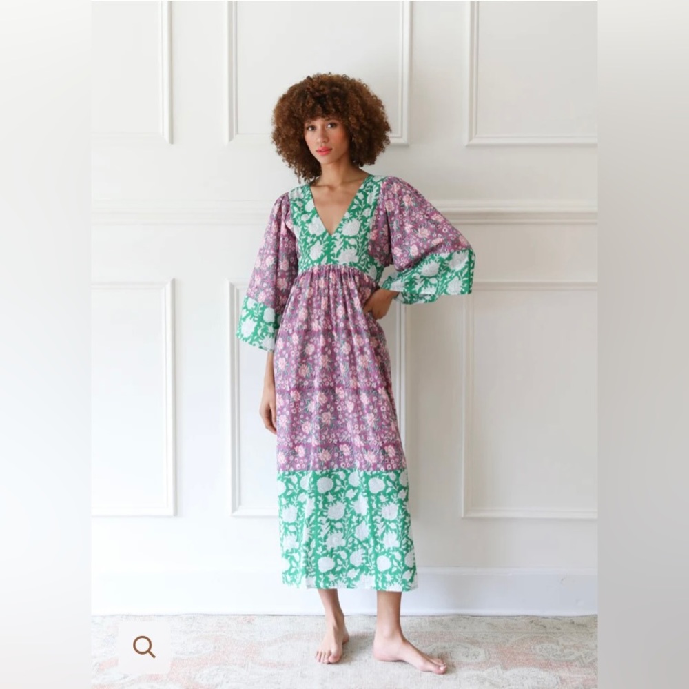 Mille ADELE DRESS IN PURPLE ROSE PATCHWORK